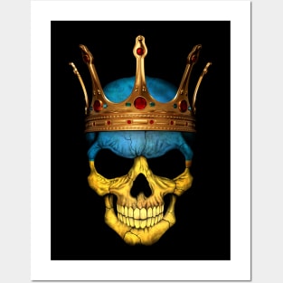 Ukraine Flag Skull with Crown Posters and Art